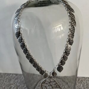 Jessica Simpson Silver Leaf Necklace